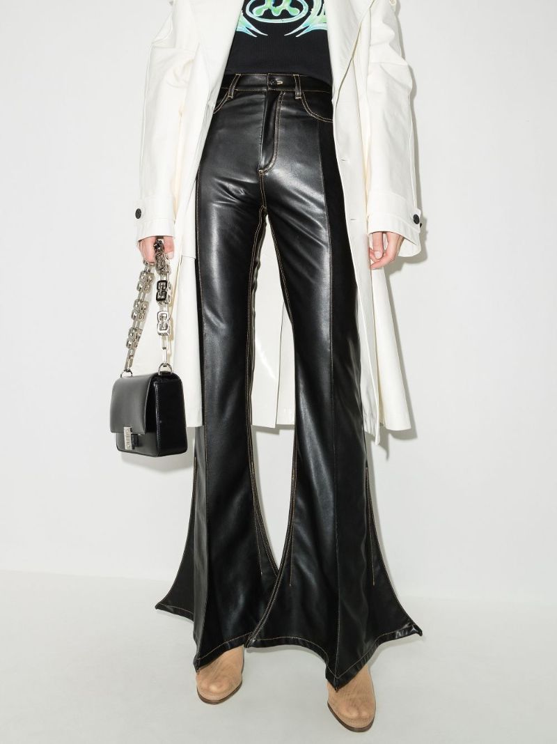 Trumpet Faux Leather Flared Trousers