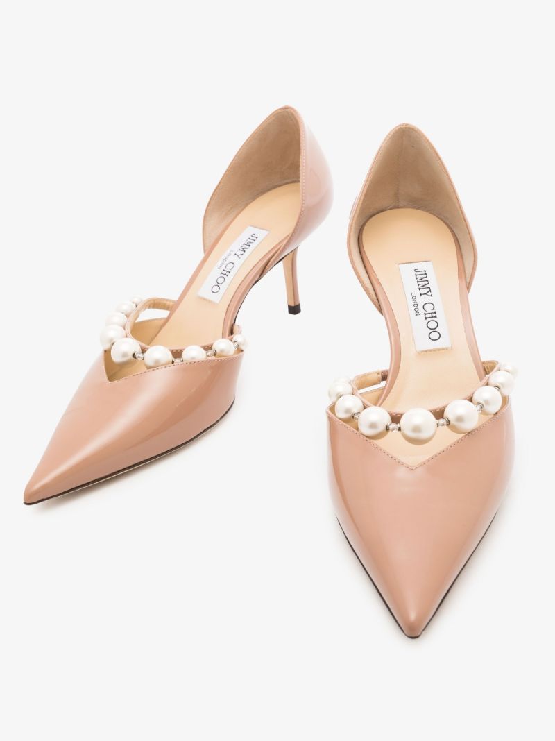 Pink Aurelie 65 Faux Pearl Patent Leather Pumps