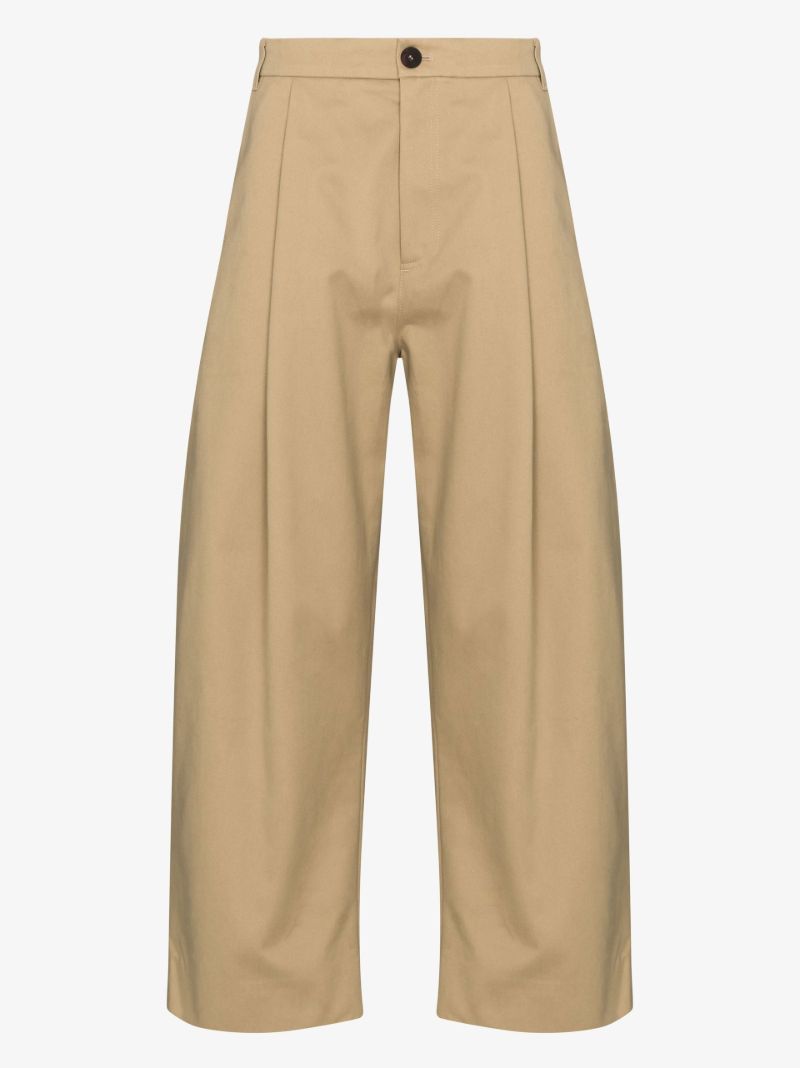 Neutral Sorte Cropped Wide-leg Cotton Trousers
