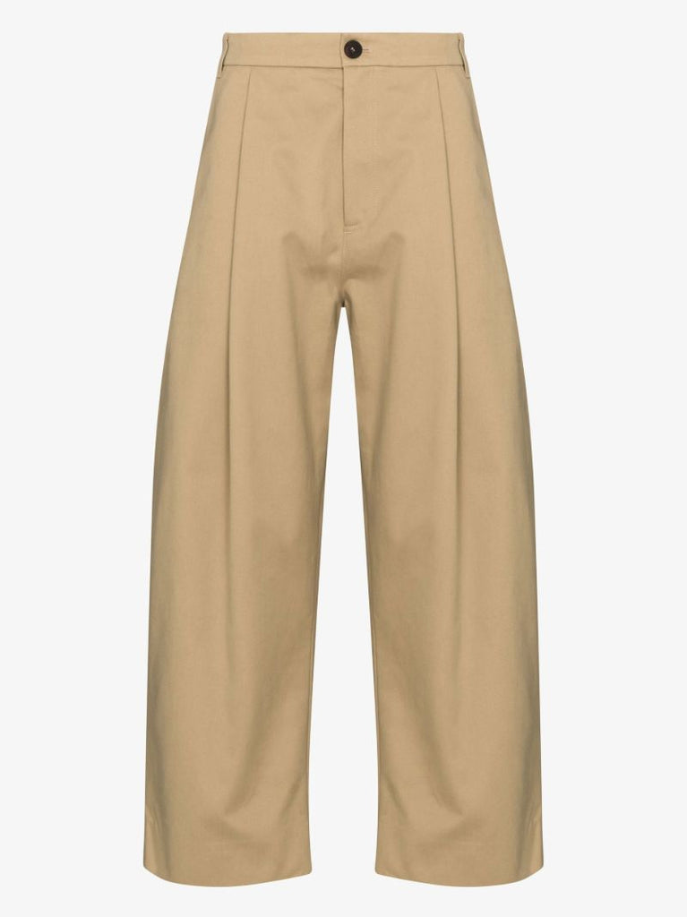 Neutral Sorte Cropped Wide-leg Cotton Trousers