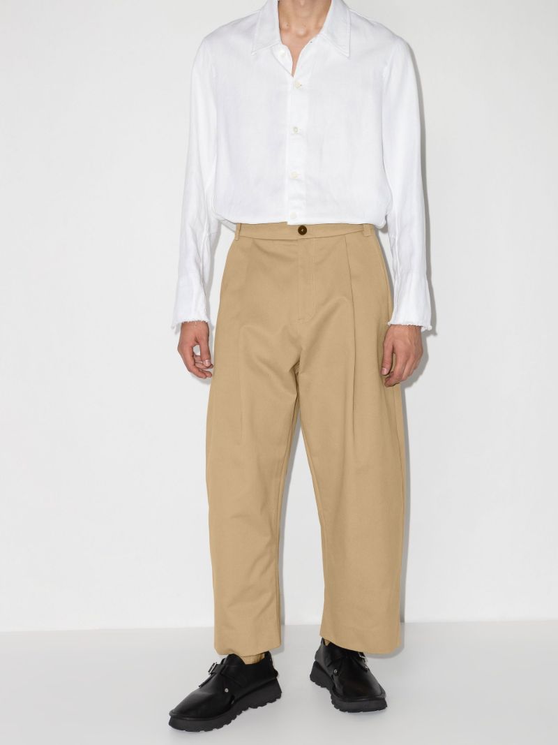 Neutral Sorte Cropped Wide-leg Cotton Trousers