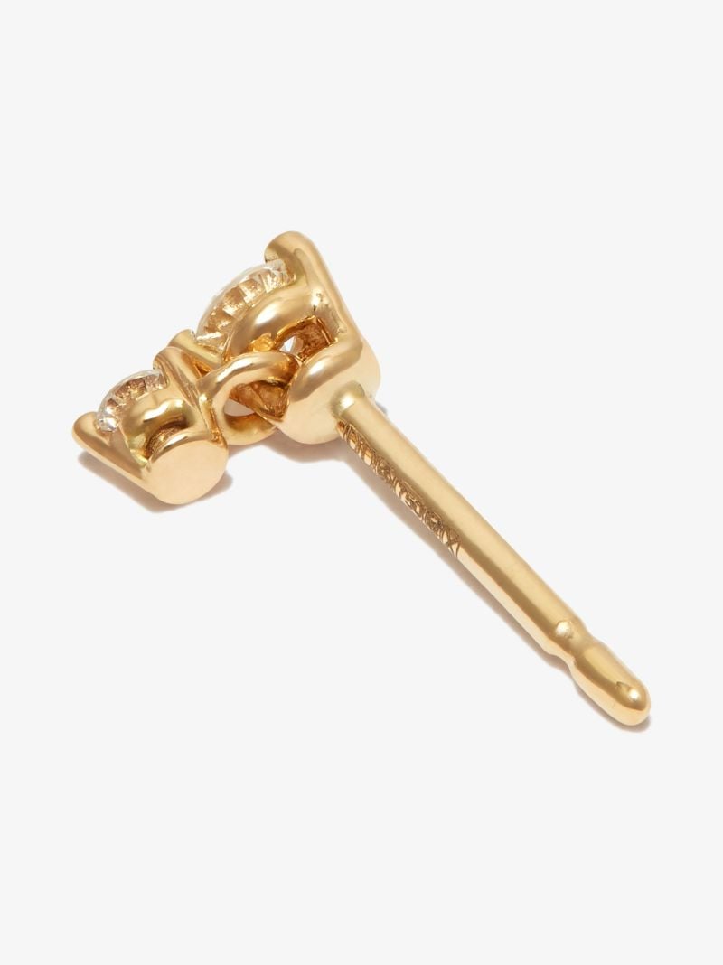 18k Yellow Gold Dancing Diamonds Single Stud Earring