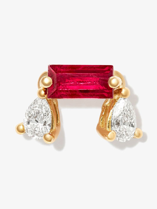 18k Yellow Gold Dancing Diamonds Single Stud Earring