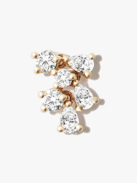 18k Yellow Gold Dancing Diamonds Single Stud Earring