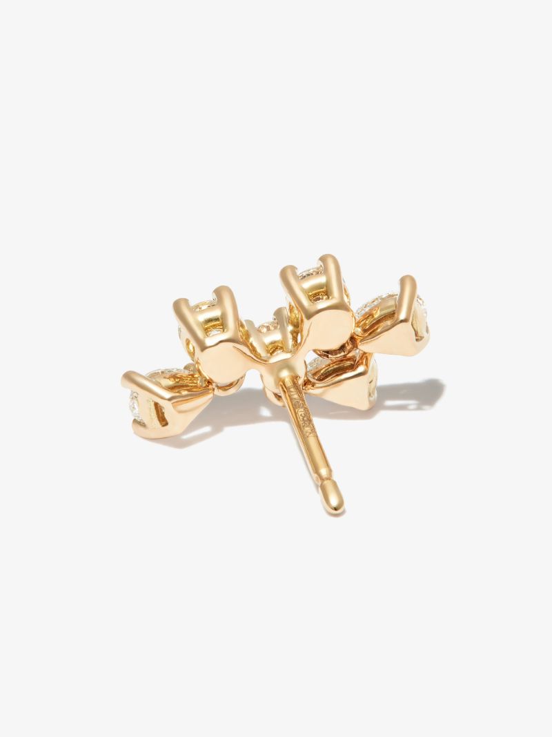 18k Yellow Gold Dancing Diamonds Single Stud Earring