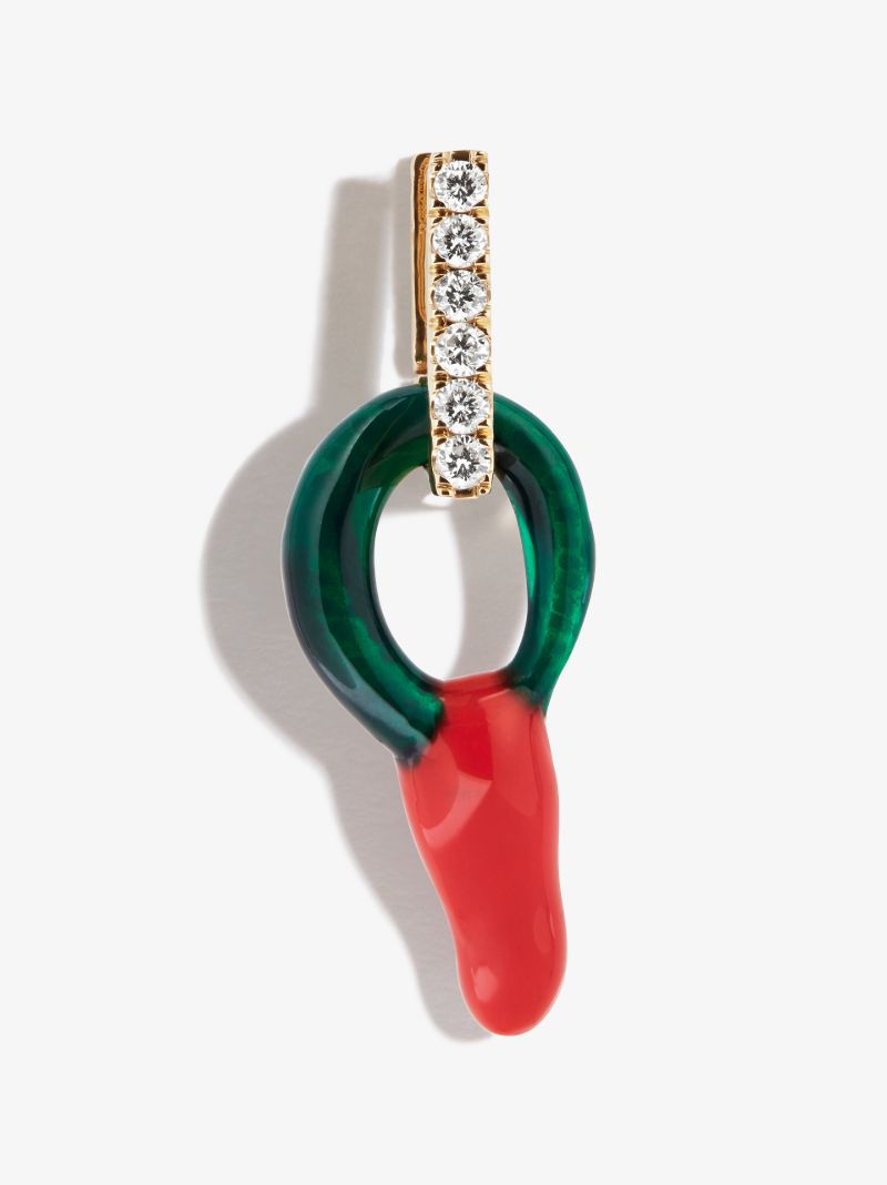 18k Yellow Gold Lucky Filfil Diamond Drop Earring