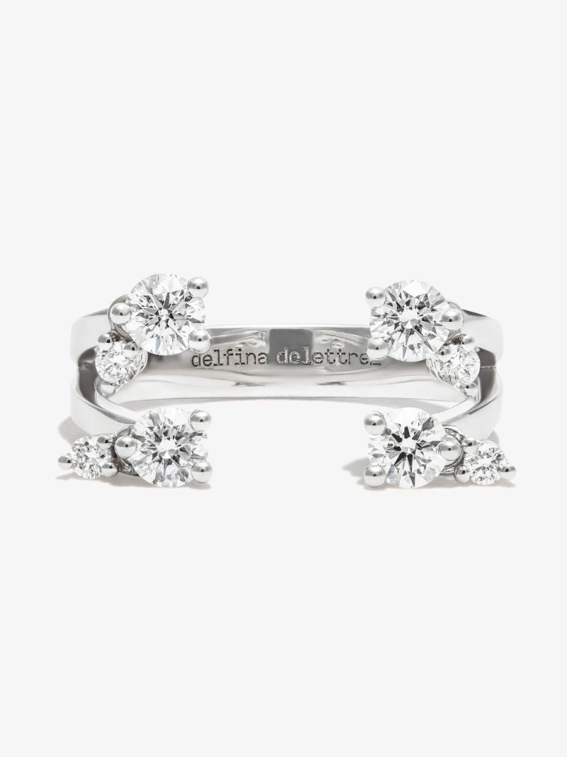 18k White Gold Dancing Diamonds Dots Ring