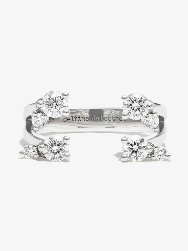 18k White Gold Dancing Diamonds Dots Ring