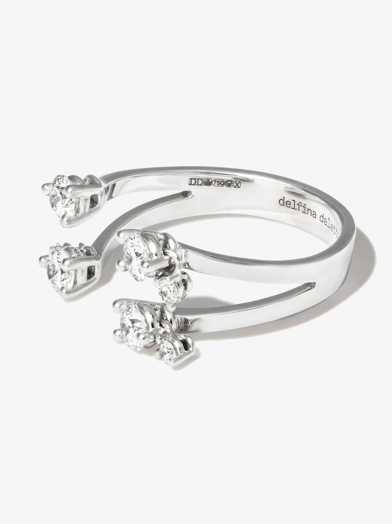 18k White Gold Dancing Diamonds Dots Ring