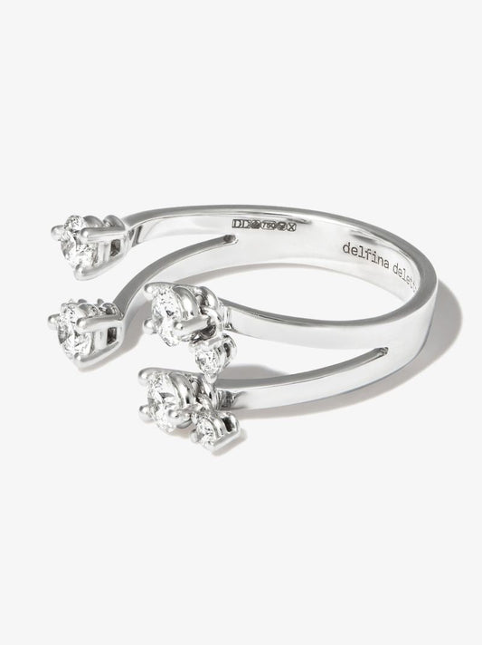 18k White Gold Dancing Diamonds Dots Ring