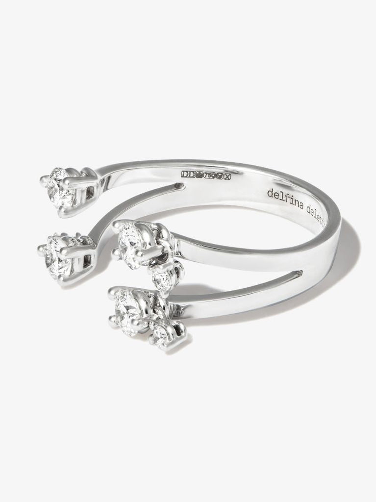18k White Gold Dancing Diamonds Dots Ring