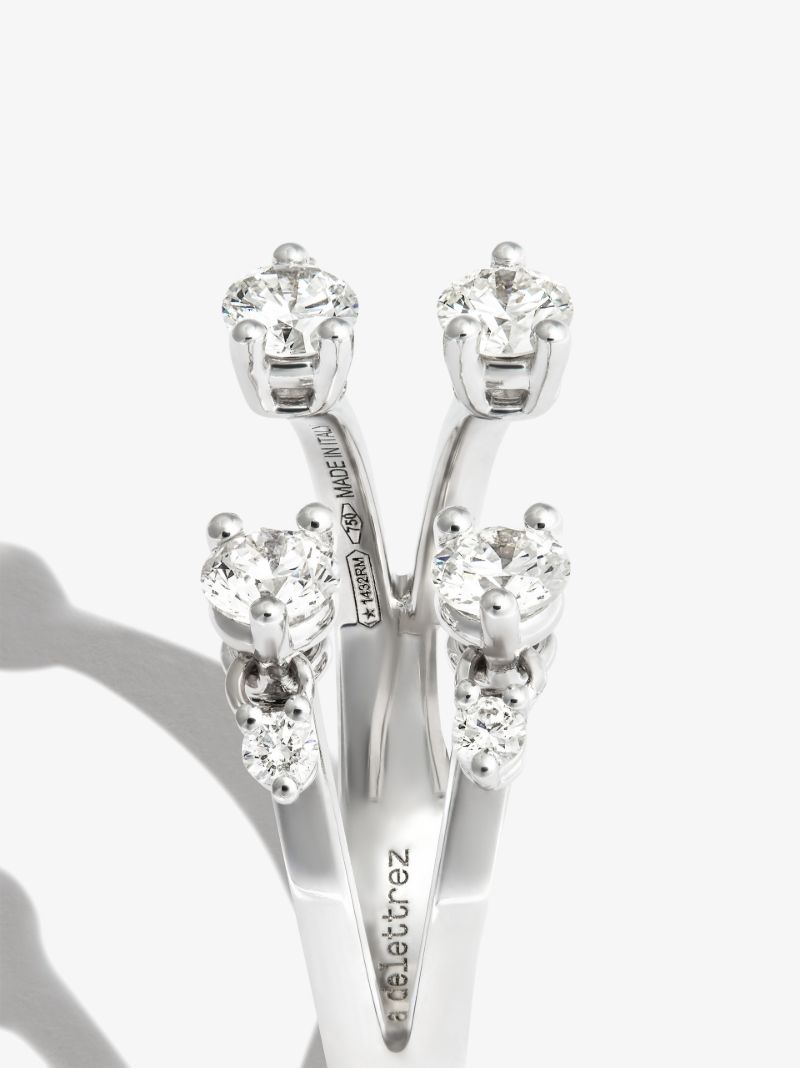 18k White Gold Dancing Diamonds Dots Ring