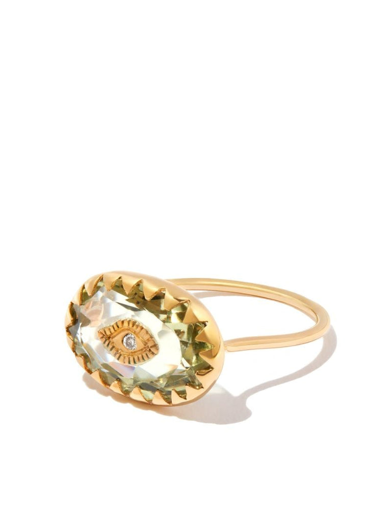 9k Yellow Gold Squad Amethyst Diamond Ring