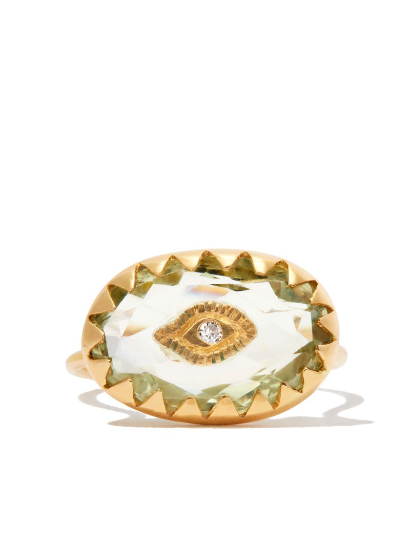 9k Yellow Gold Squad Amethyst Diamond Ring