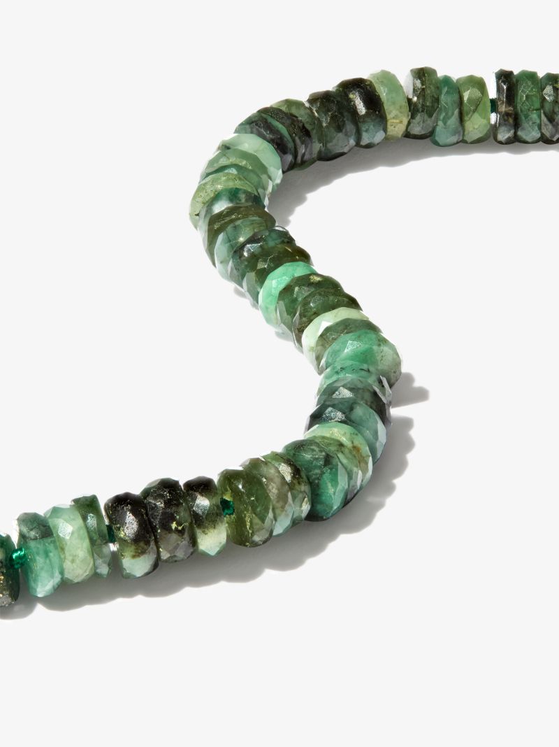 14k Yellow Gold Atlas Emerald Beaded Bracelet
