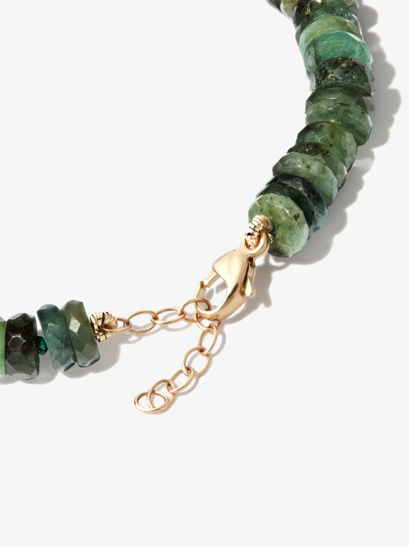14k Yellow Gold Atlas Emerald Beaded Bracelet