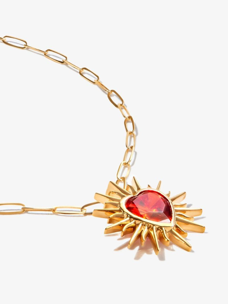 18k Yellow Gold I Heart Me Quartz Pendant Necklace