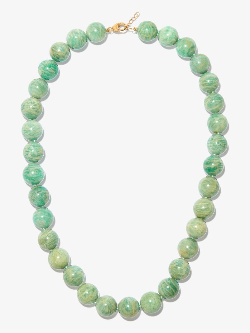 14k Yellow Gold Oracle Amazonite Beaded Necklace
