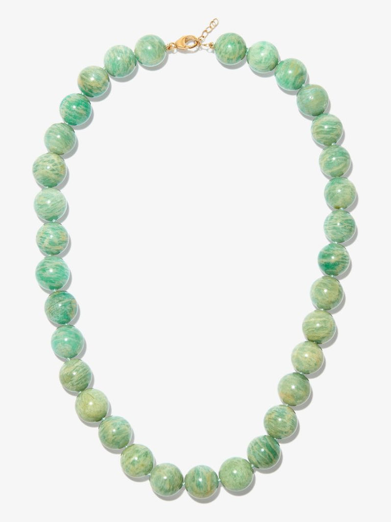14k Yellow Gold Oracle Amazonite Beaded Necklace