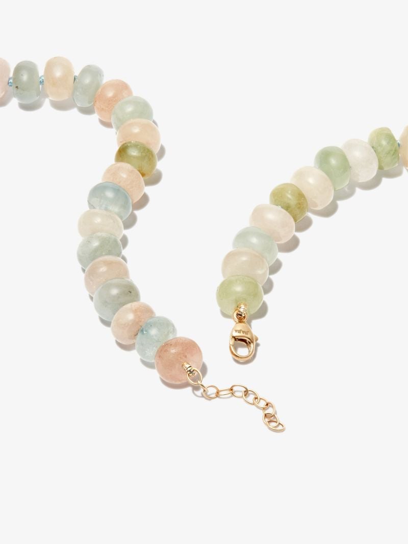 14k Yellow Gold Oracle Morganite Beaded Necklace