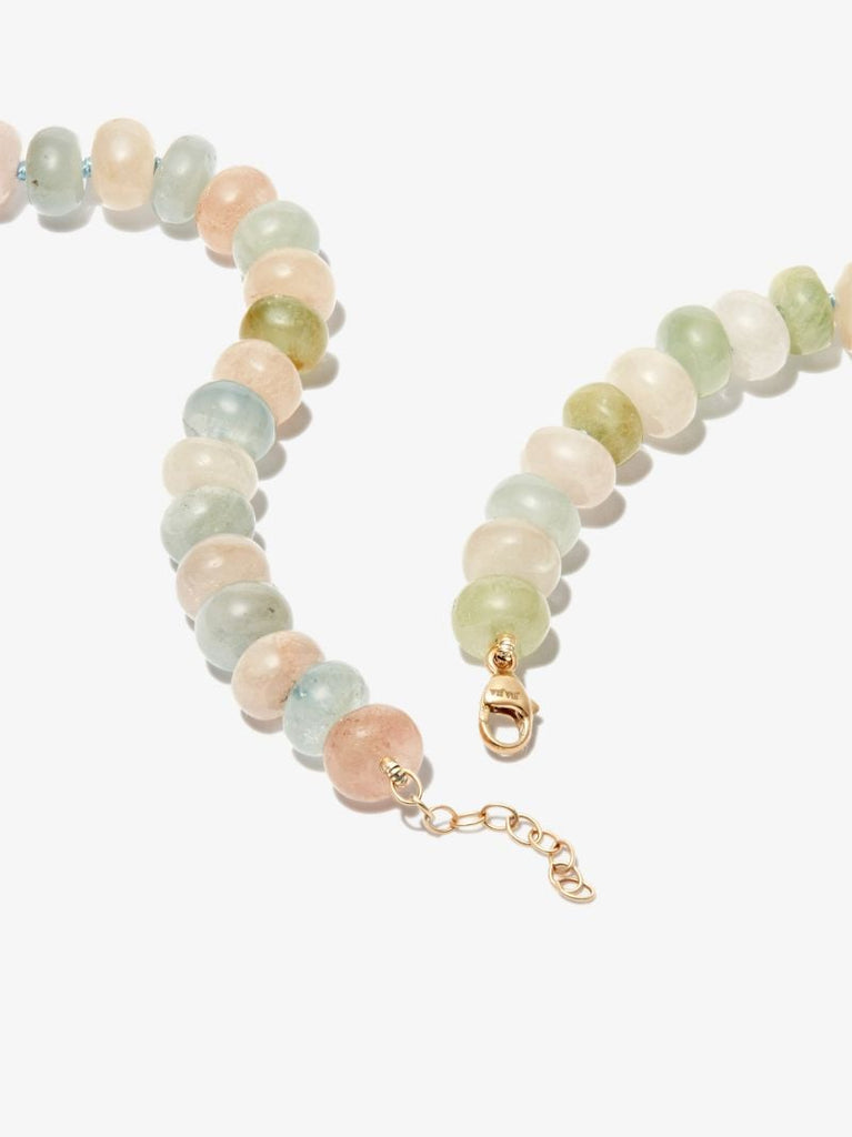 14k Yellow Gold Oracle Morganite Beaded Necklace