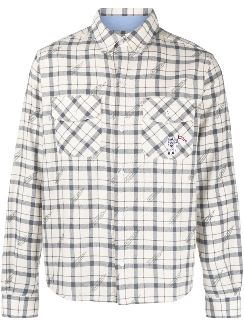 White Checked Long-sleeve Cotton Shirt