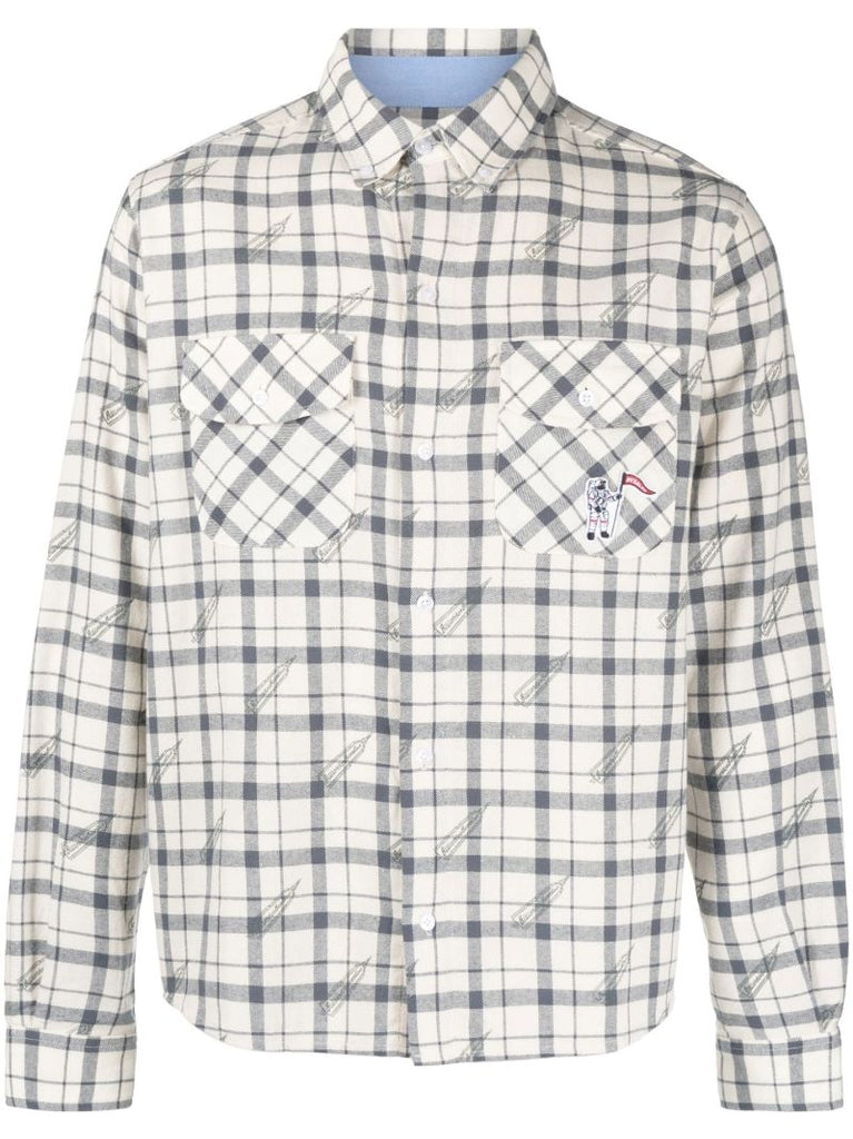 White Checked Long-sleeve Cotton Shirt