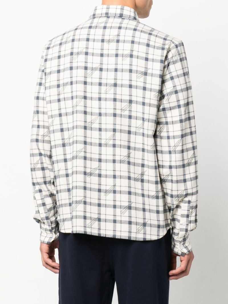 White Checked Long-sleeve Cotton Shirt