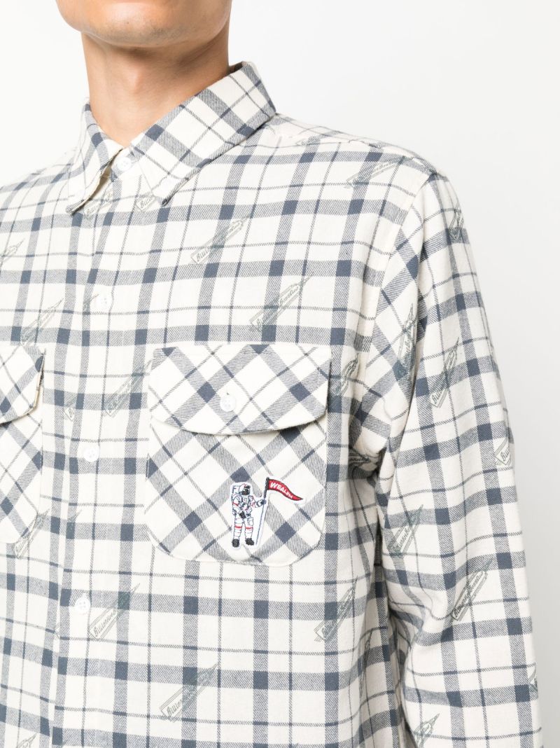 White Checked Long-sleeve Cotton Shirt
