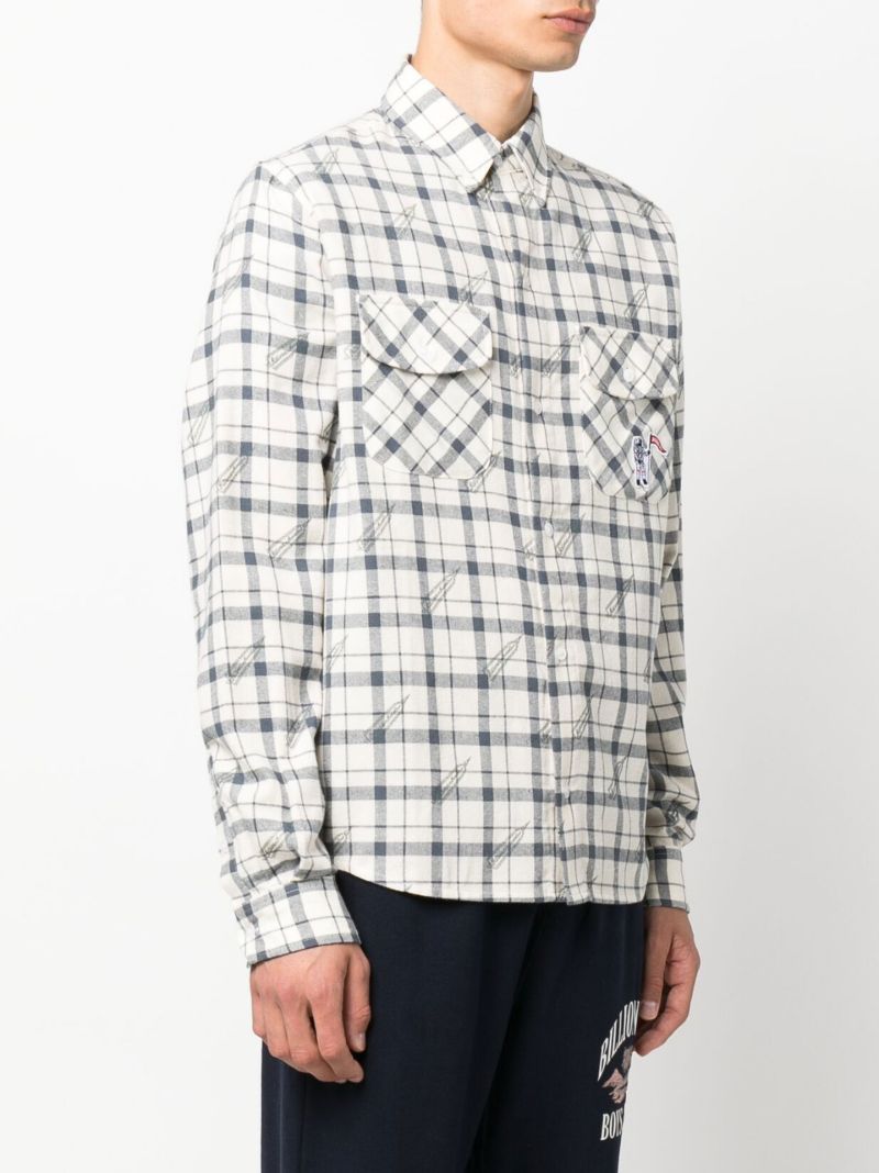 White Checked Long-sleeve Cotton Shirt