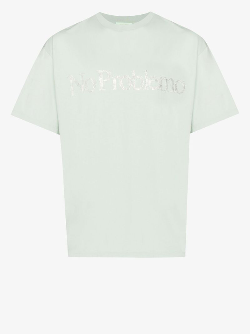 Green No Problemo Embellished Cotton T-shirt
