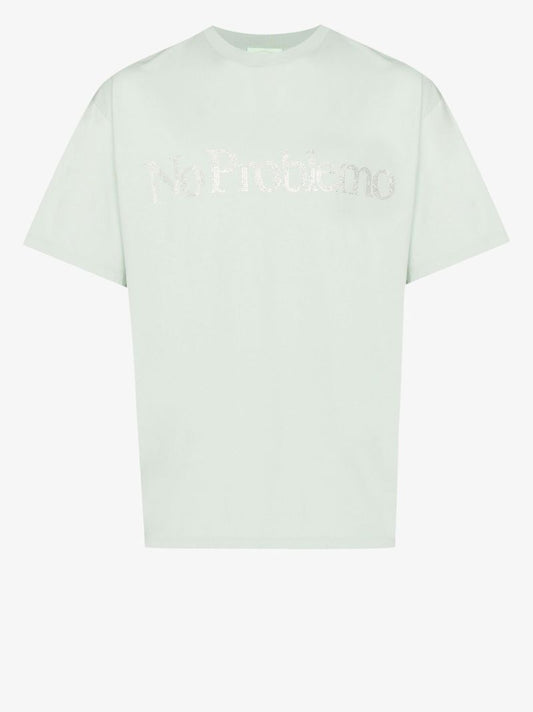 Green No Problemo Embellished Cotton T-shirt