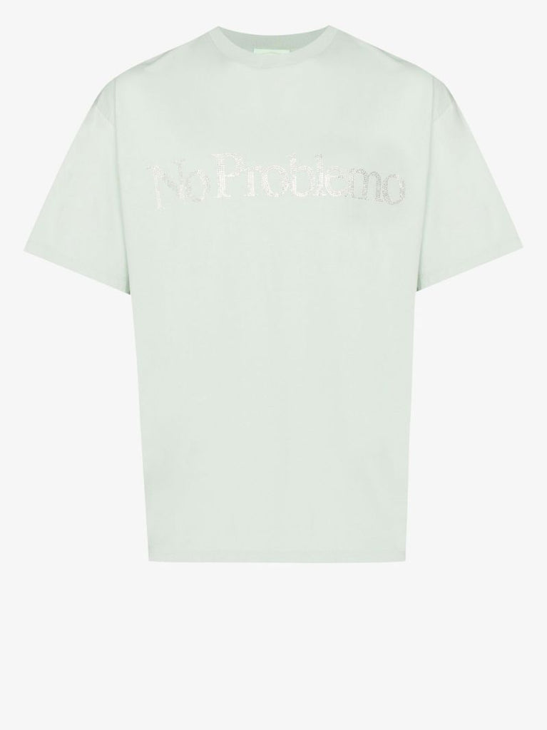 Green No Problemo Embellished Cotton T-shirt