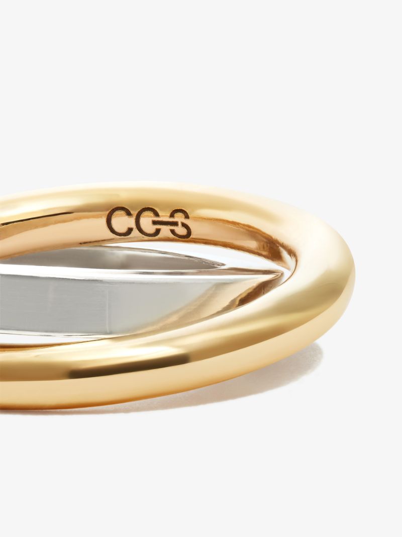 9k Yellow Gold and Sterling Silver Rolling Duo Ring