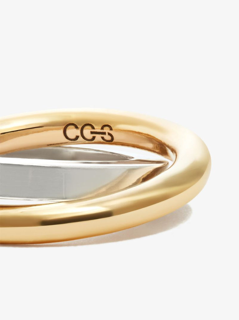 9k Yellow Gold and Sterling Silver Rolling Duo Ring
