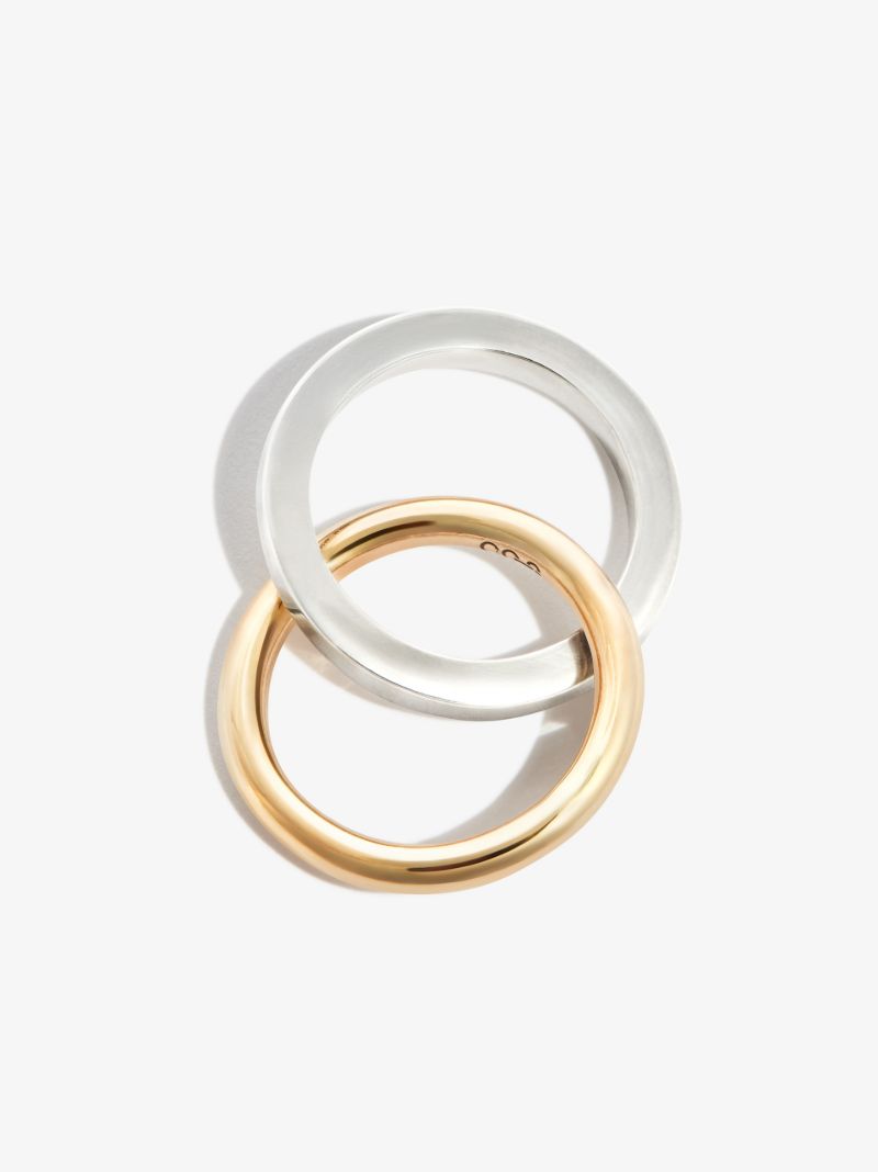 9k Yellow Gold and Sterling Silver Rolling Duo Ring