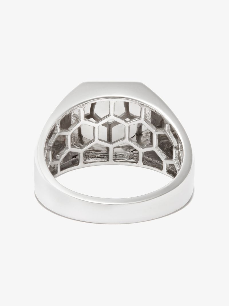 18k White Gold X Diamond Signet Ring