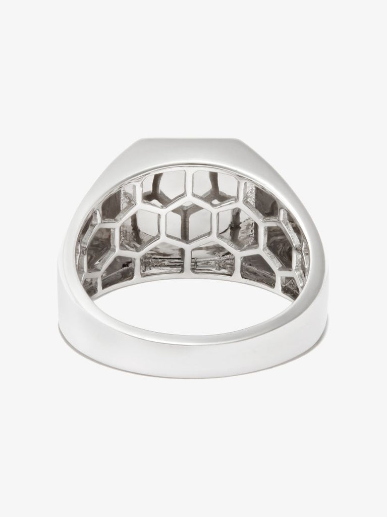 18k White Gold X Diamond Signet Ring