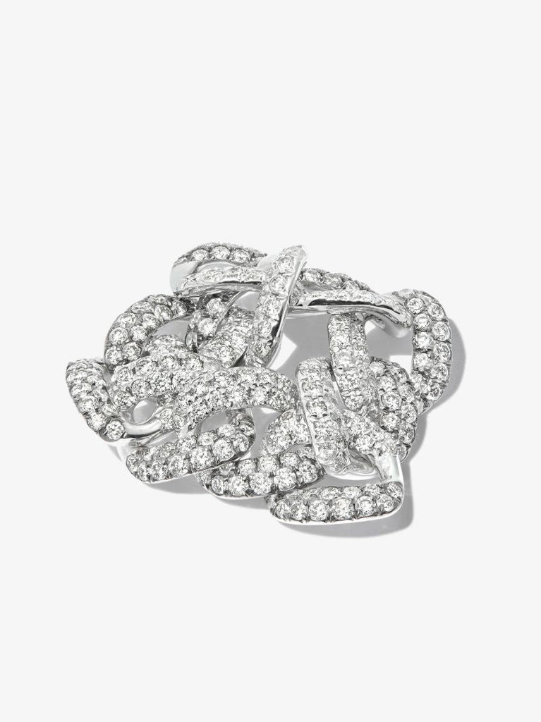 18k White Gold Two Tone Curb Link Diamond Ring