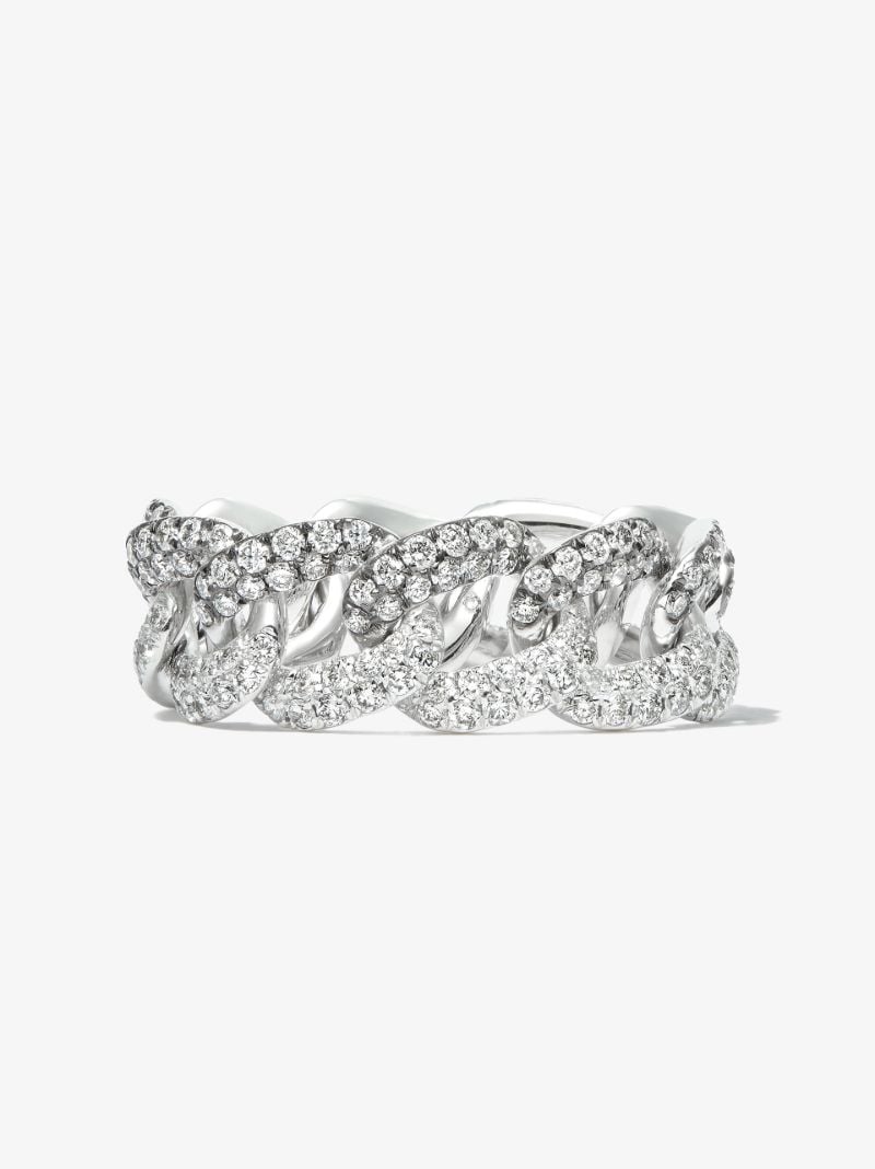 18k White Gold Two Tone Curb Link Diamond Ring