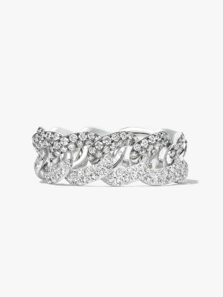 18k White Gold Two Tone Curb Link Diamond Ring