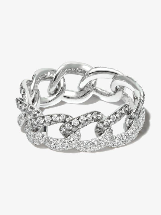 18k White Gold Two Tone Curb Link Diamond Ring