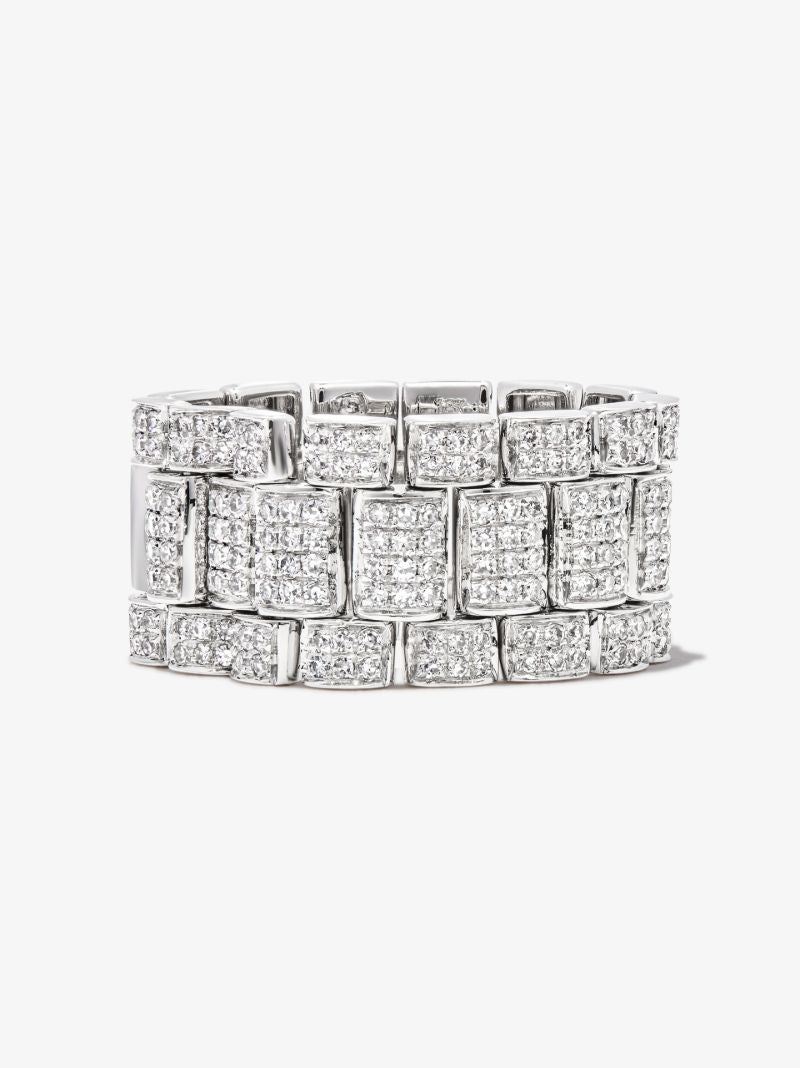 18k White Gold Rail Link Diamond Ring