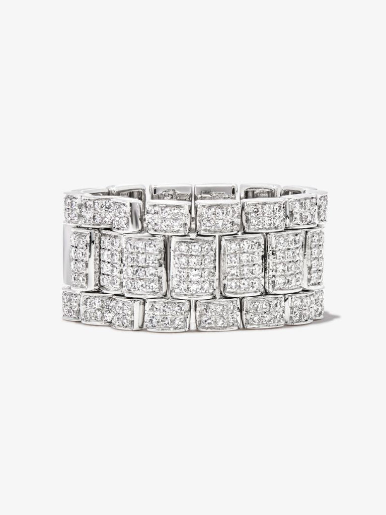 18k White Gold Rail Link Diamond Ring