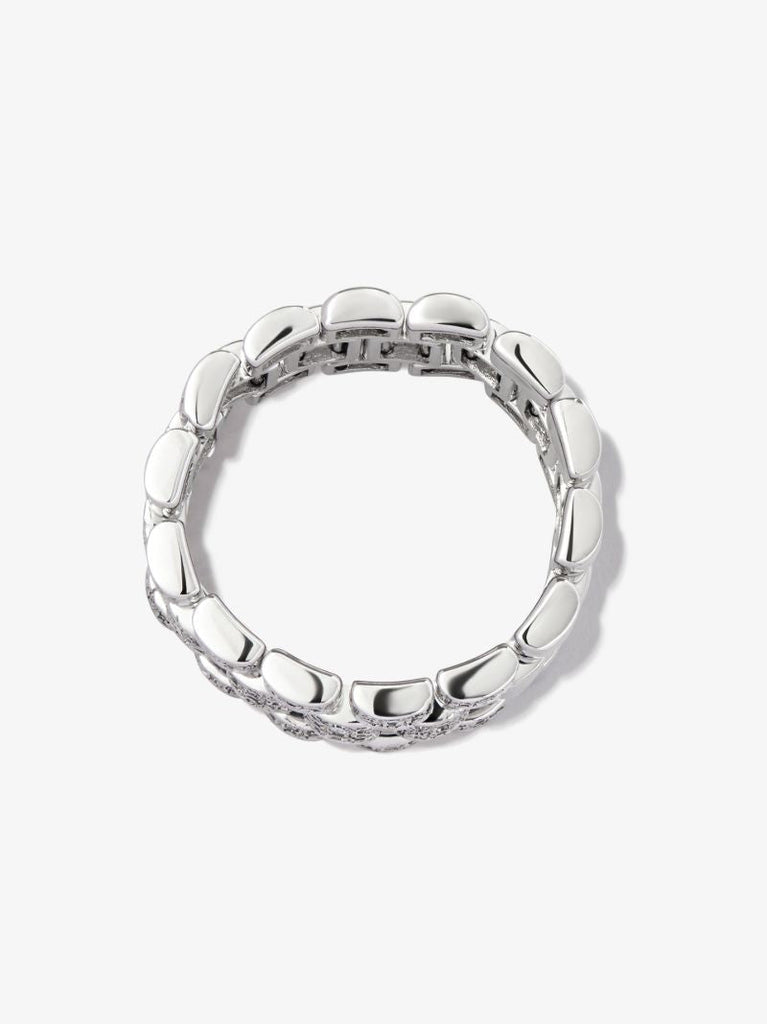 18k White Gold Rail Link Diamond Ring