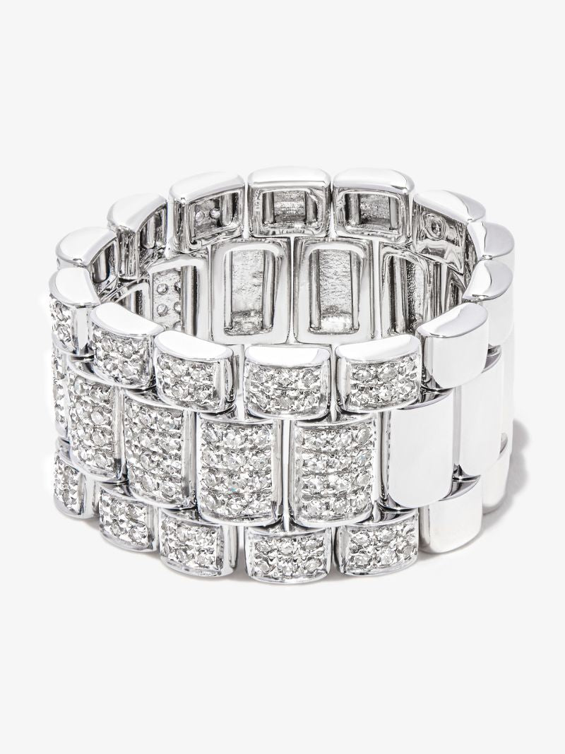 18k White Gold Rail Link Diamond Ring