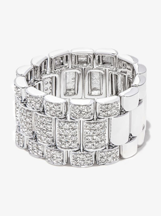 18k White Gold Rail Link Diamond Ring