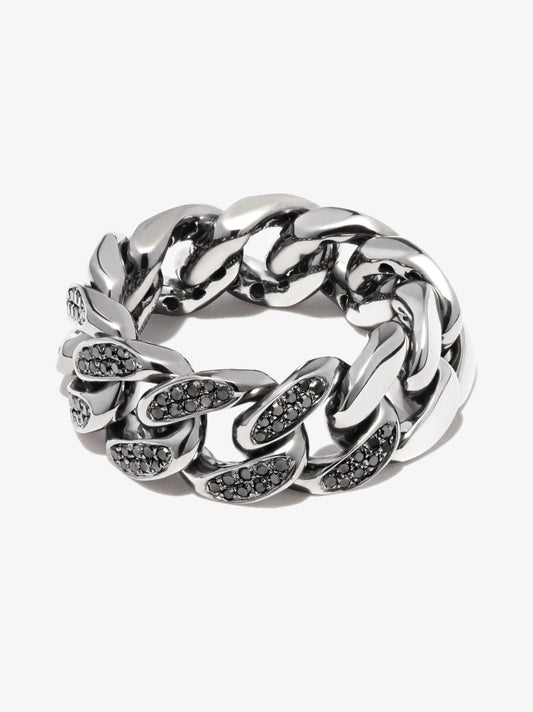 18k Black Gold Flat Link Diamond Ring