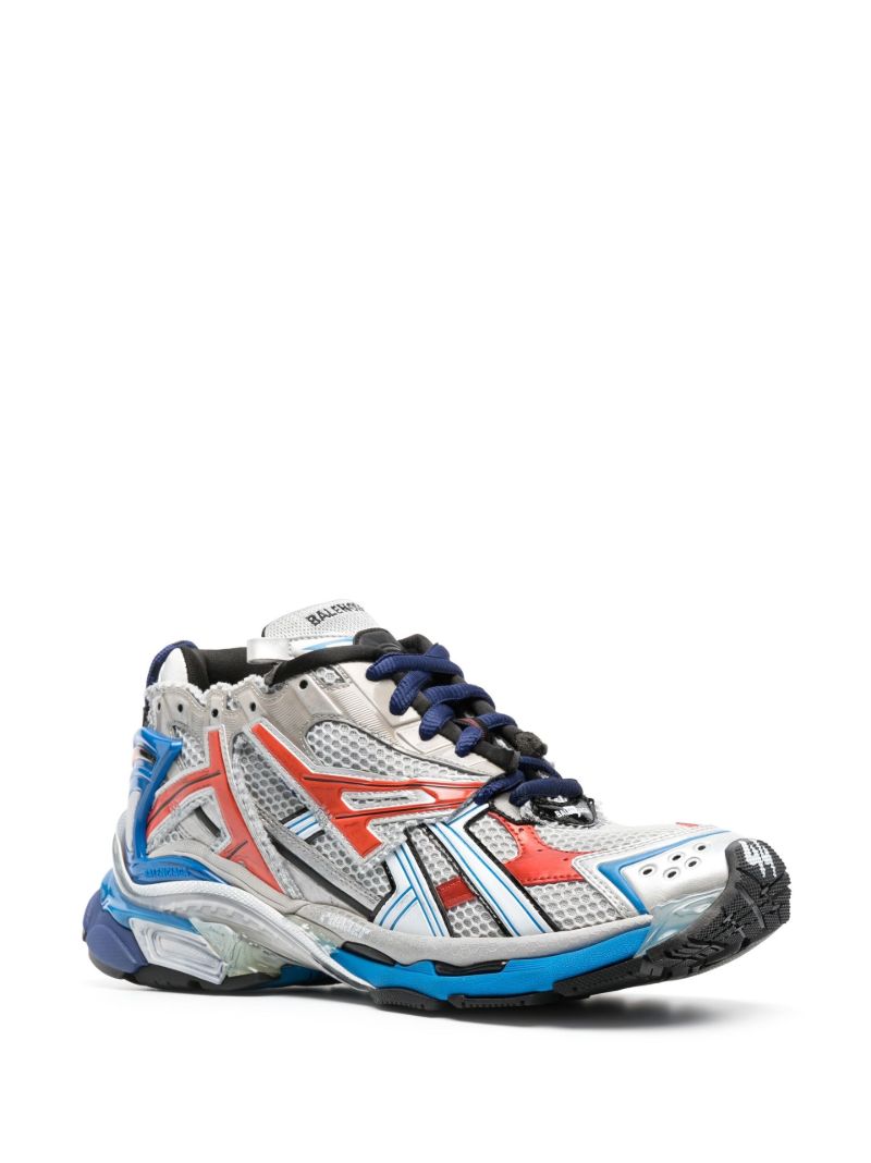 Grey and White Runner Panelled Sneakers