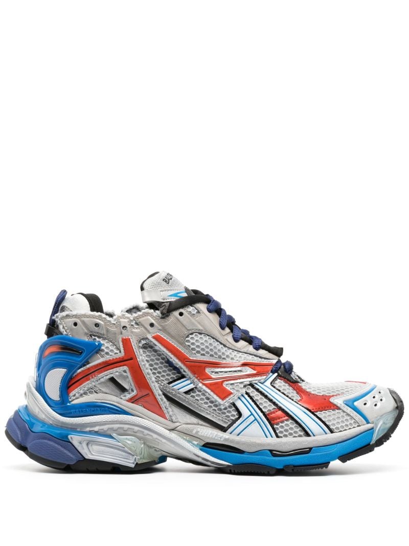 Grey and White Runner Panelled Sneakers